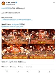 Screengrab of NJPW's tweet